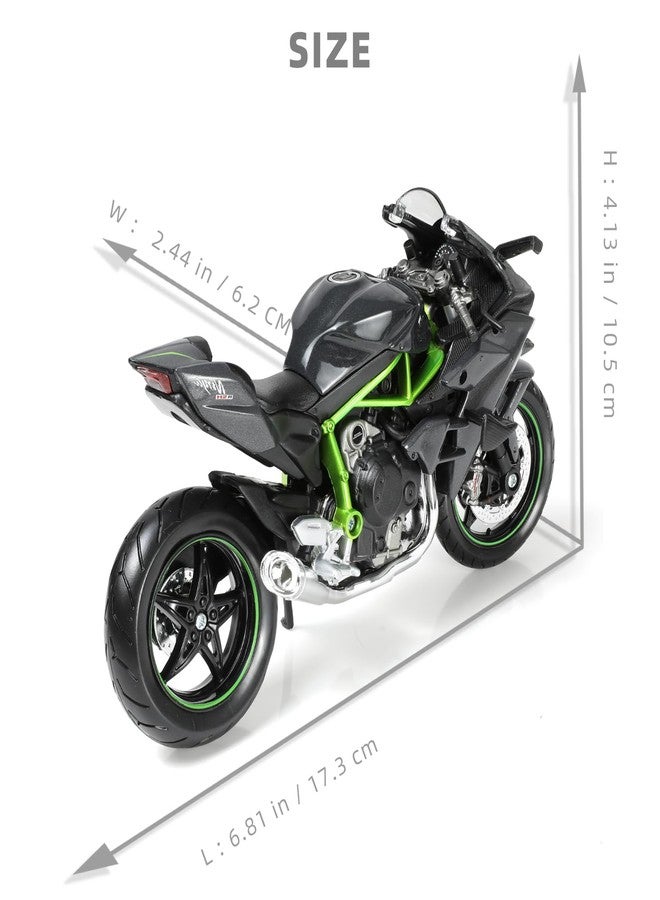 Risopen Compatible for 1:12 Kawasaki Ninja H2R Motorcycle Model Toy Die-cast Metal Mini Motorbike Toy for Boys and Adults Black Moto Model Collectible Gift - Image 2
